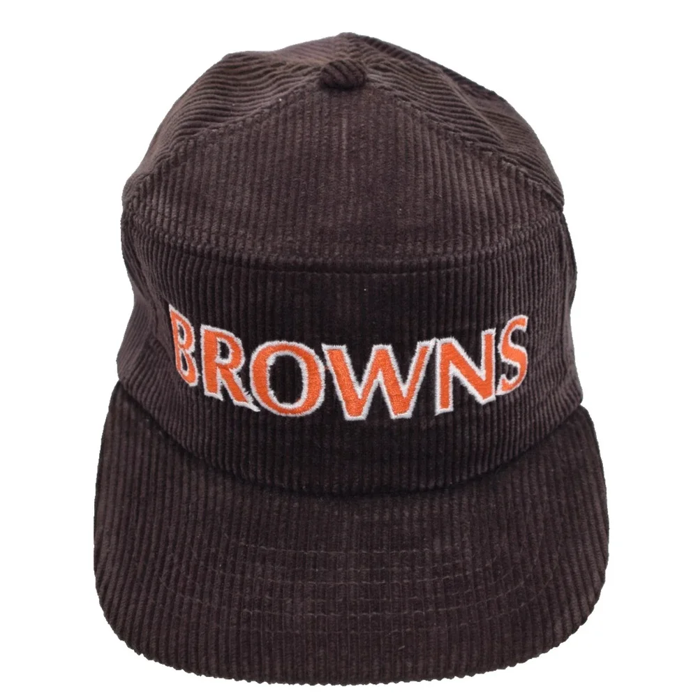 Vintage Cleveland Browns Embroidered Corduroy Snapback Hat Cap - Adult 19